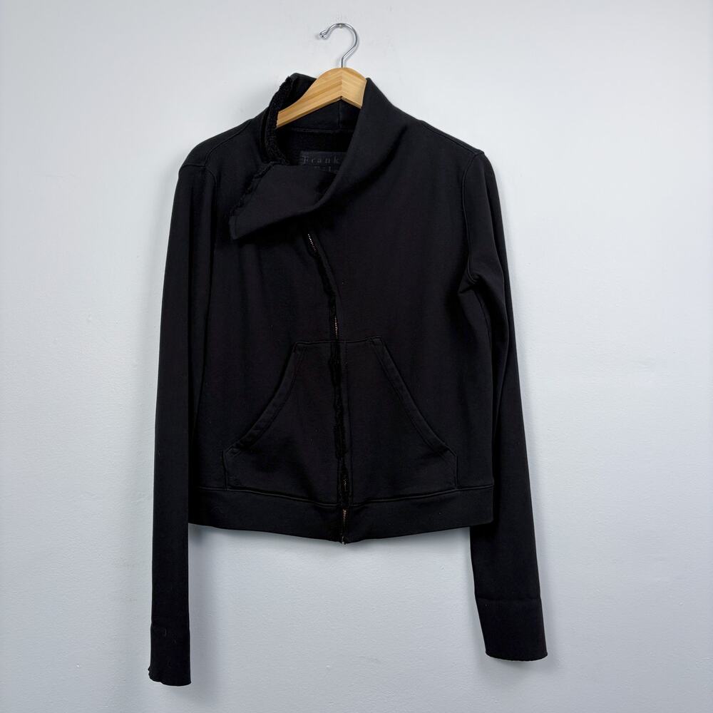 Frank & Eileen Tee Lab Asymmetric Zip Funnel Neck Sweatshirt Black M